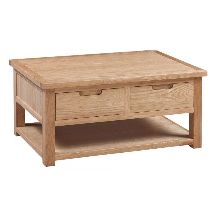 Moderna Solid Oak Furniture 2 Drawer Coffee Table