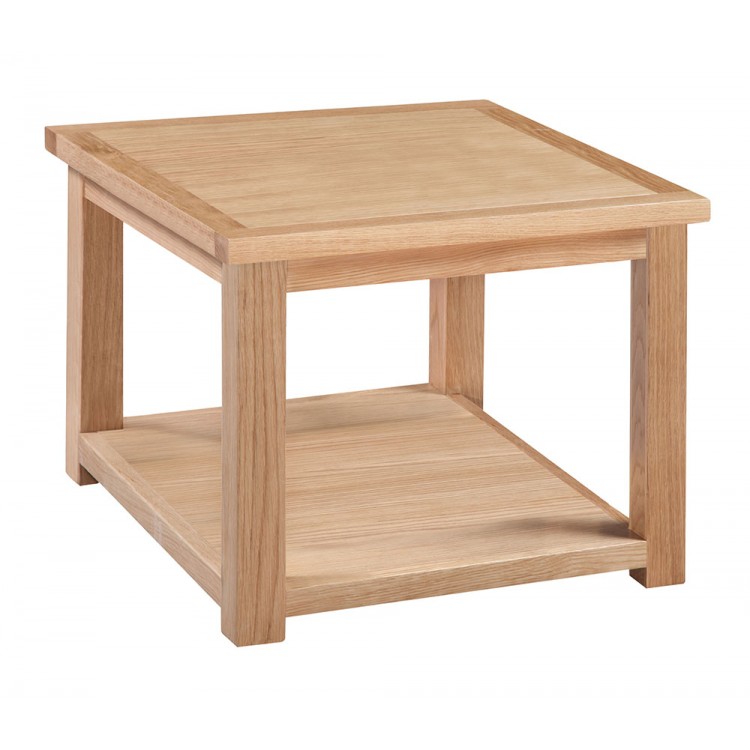 Moderna Solid Oak Furniture Square Lamp Table with Low Shelf