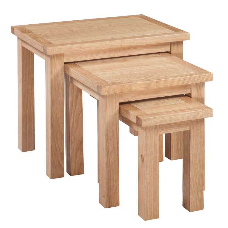 Moderna Solid Oak Furniture Nest of 3 Tables