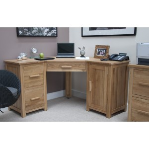 Opus Solid Oak Furniture Corner Computer Desk Opus Solid Oak Furniture Corner Computer Desk