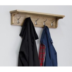 Rustic Solid Oak Furniture Wall Coat Rack with 5 Pegs Rustic Solid Oak Furniture Wall Coat Rack with 5 Pegs