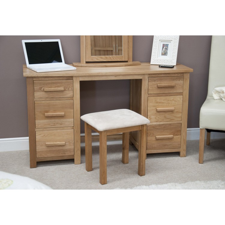 Opus Solid Oak Twin Pedestal Dressing Table and Stool