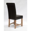 Trend Solid Oak Furniture Louisa Bycast Brown Leather Dining Chair Pair
