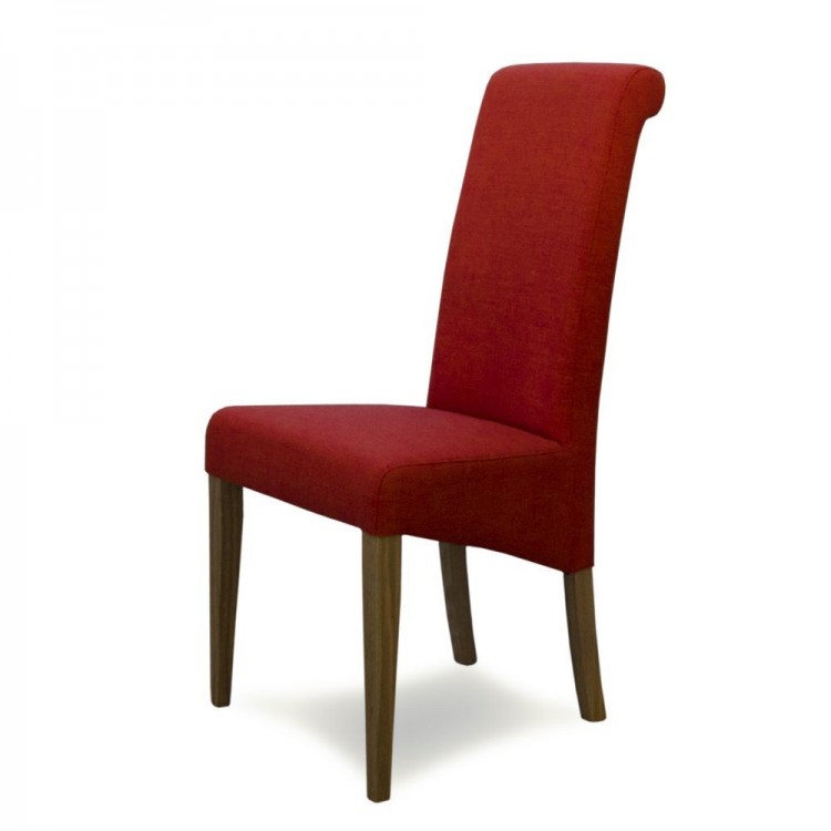 Italia Solid Oak Furniture Chilli Red, Red Fabric Dining Chair Covers