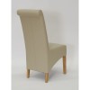 Richmond Solid Oak Furniture Matt Ivory Leather Dining Chair Pair