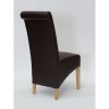 Richmond Solid Oak Furniture Matt Brown Leather Dining Chair Pair