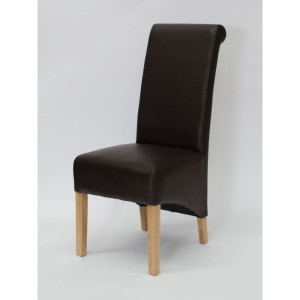 Richmond Solid Oak Furniture Matt Brown Leather Dining Chair Pair Richmond Solid Oak Furniture Matt Brown Leather Dining Chair Pair
