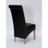 Richmond Solid Oak Furniture Matt Black Leather Dining Chair Pair