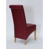 Richmond Solid Oak Furniture Matt Red Leather Dining Chair Pair