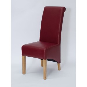 Richmond Solid Oak Furniture Matt Red Leather Dining Chair Pair Richmond Solid Oak Furniture Matt Red Leather Dining Chair Pair