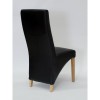 Wave Solid Oak Furniture Matt Black Leather Dining Chair Pair