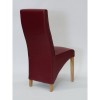 Wave Solid Oak Furniture Matt Red Leather Dining Chair Pair