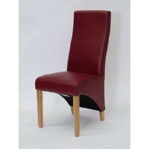 Wave Solid Oak Furniture Matt Red Leather Dining Chair Pair Wave Solid Oak Furniture Matt Red Leather Dining Chair Pair