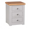 Diamond Oak Top Grey Painted Furniture 3 Drawer Bedside