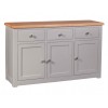 Diamond Oak Top Grey Painted Furniture 3 Drawer 3 Door Sideboard