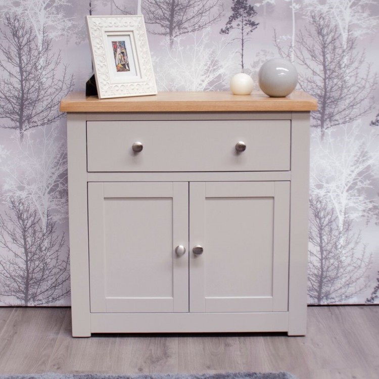 Diamond Oak Top Grey Painted Furniture Occasional Cupboard