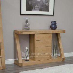 Z Solid Oak Furniture Wide Drawer Console Table Z Solid Oak Furniture Wide Drawer Console Table