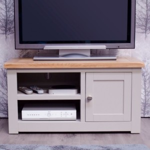 Diamond Oak Top Grey Painted Furniture 1 Door TV Cabinet