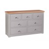 Diamond Oak Top Grey Painted Furniture 7 Drawer Chest