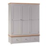 Diamond Oak Top Grey Painted Furniture Triple Wardrobe