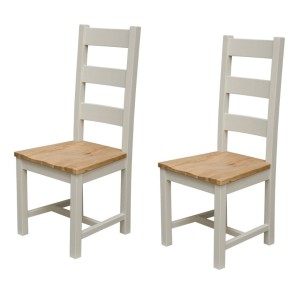 Deluxe Solid Oak Grey Painted Furniture Ladder Back Dining Chair (Pair) Deluxe Solid Oak Grey Painted Furniture Ladder Back Dining Chair (Pair)