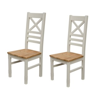 Deluxe Solid Oak Grey Painted Furniture Cross Back Dining Chair (Pair) Deluxe Solid Oak Grey Painted Furniture Cross Back Dining Chair (Pair)