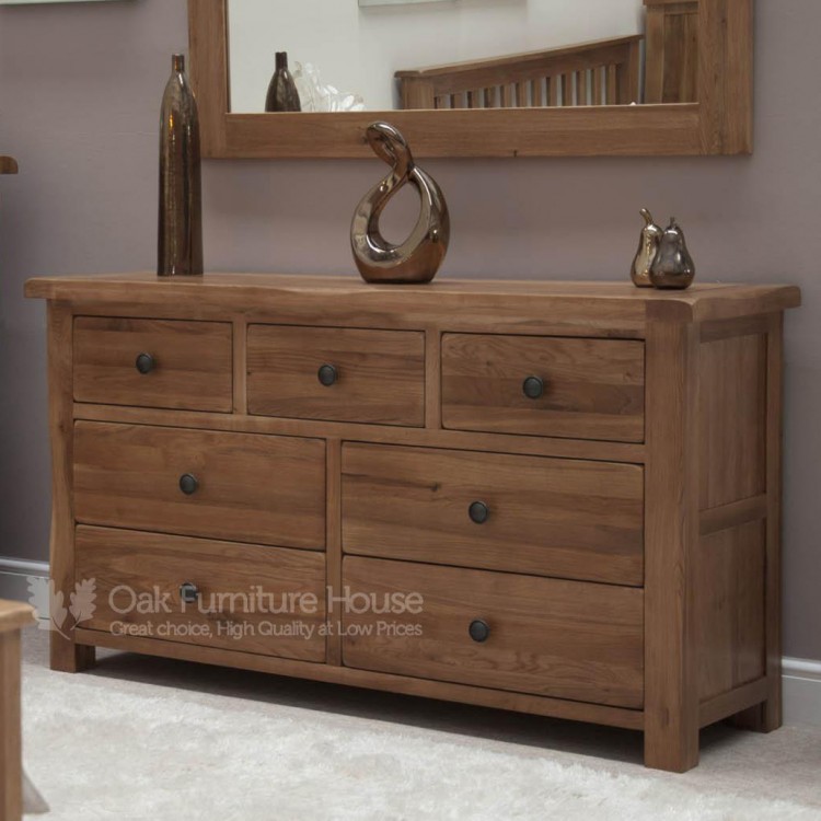 Rustic Style Oak Furniture 7 Drawer Multi Chest