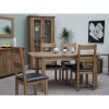 Rustic Solid Oak Furniture Leather Dining Chair Pair