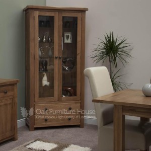 Rustic Solid Oak Furniture Glass Display Unit Rustic Solid Oak Furniture Glass Display Unit