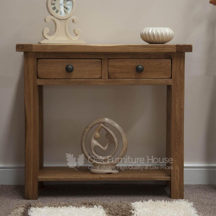 Rustic Solid Oak Furniture Console Table