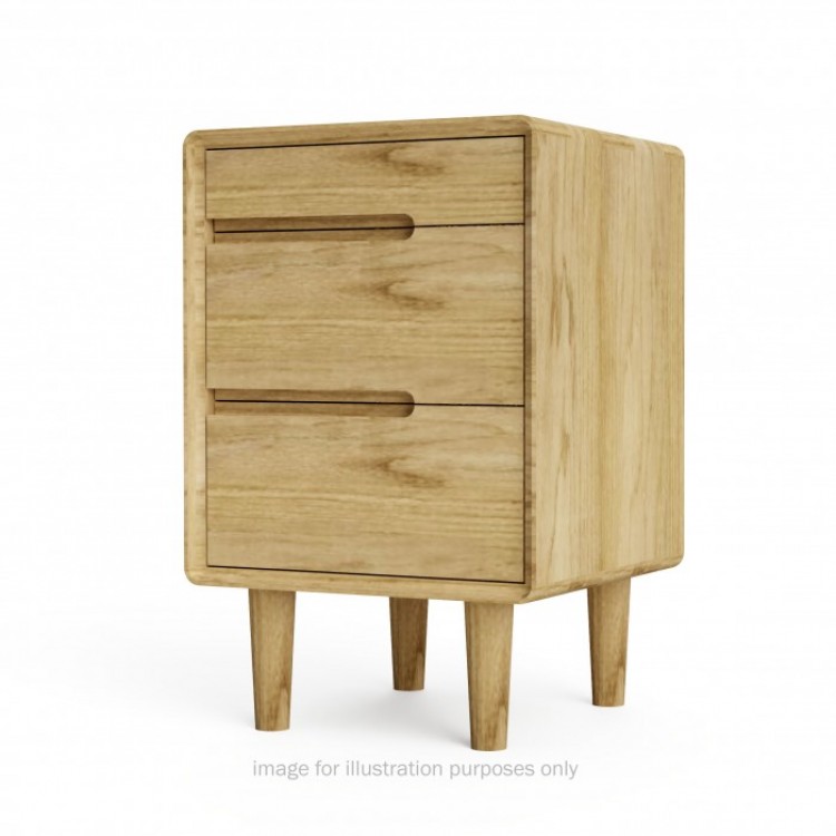 Scandic Solid Oak Furniture 3 Drawer Bedside