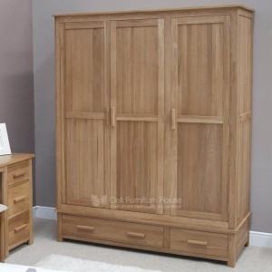 Opus Solid Oak Furniture Triple Wardrobe Opus Solid Oak Furniture Triple Wardrobe