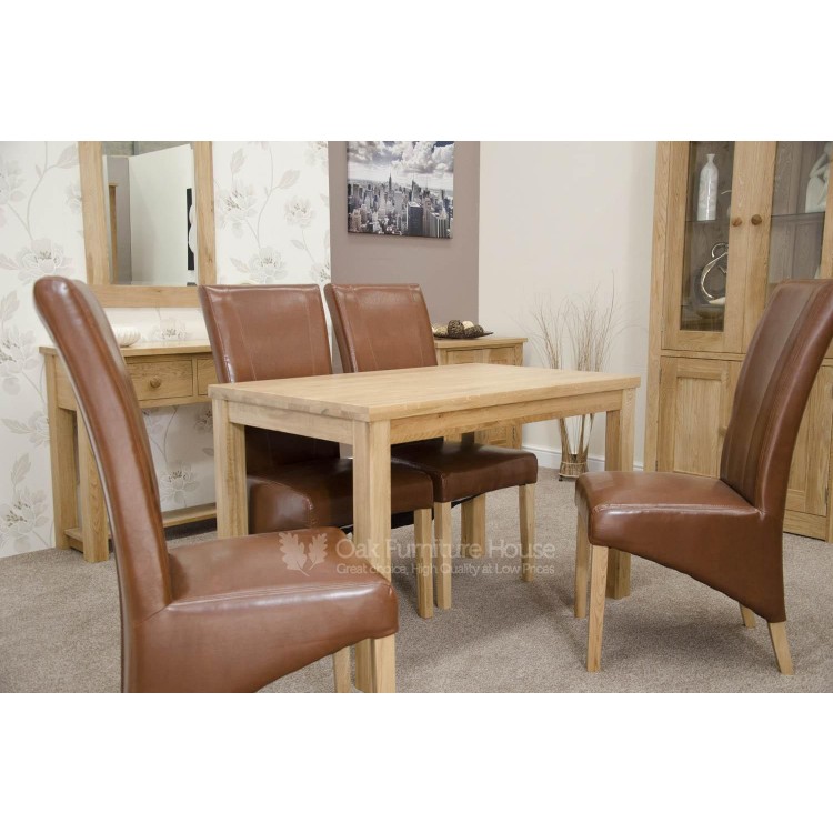 Opus Solid Oak Furniture 120cm Fixed Top Dining Room Table