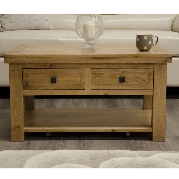 Deluxe Solid Oak Furniture 3x2 Coffee Table