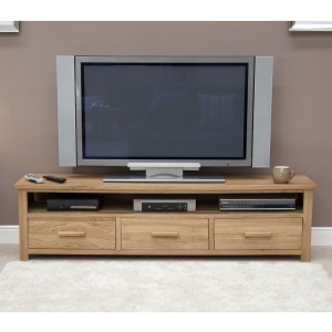 Opus Solid Oak Furniture Wide Plasma TV Unit Opus Solid Oak Furniture Wide Plasma TV Unit