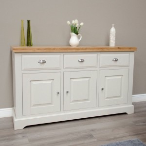 Deluxe  Solid Oak Grey Painted Furniture Large Sideboard Deluxe  Solid Oak Grey Painted Furniture Large Sideboard