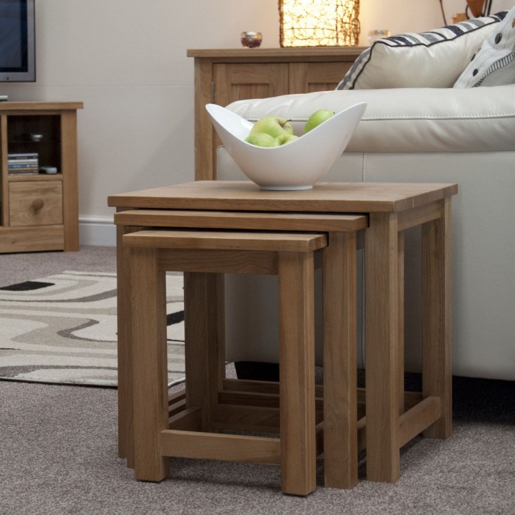 Opus Solid Oak Furniture TripleNest of Tables