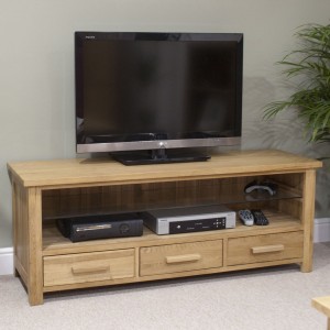 Opus Solid Oak Furniture Plasma TV Unit Cabinet