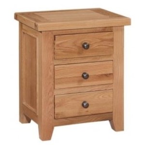 Canterbury Wax Oak Furniture 3 Drawer Bedside