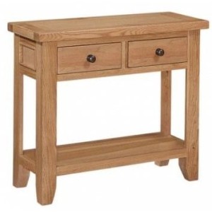 Canterbury Wax Oak Furniture 2 Drawer Console Table