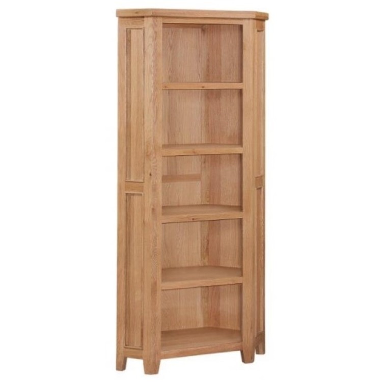 Canterbury Wax Oak Furniture Corner Bookcase