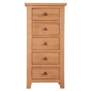 Mini Canterbury Oak Furniture 5 Drawer Tall Chest Mini Canterbury Oak Furniture 5 Drawer Tall Chest