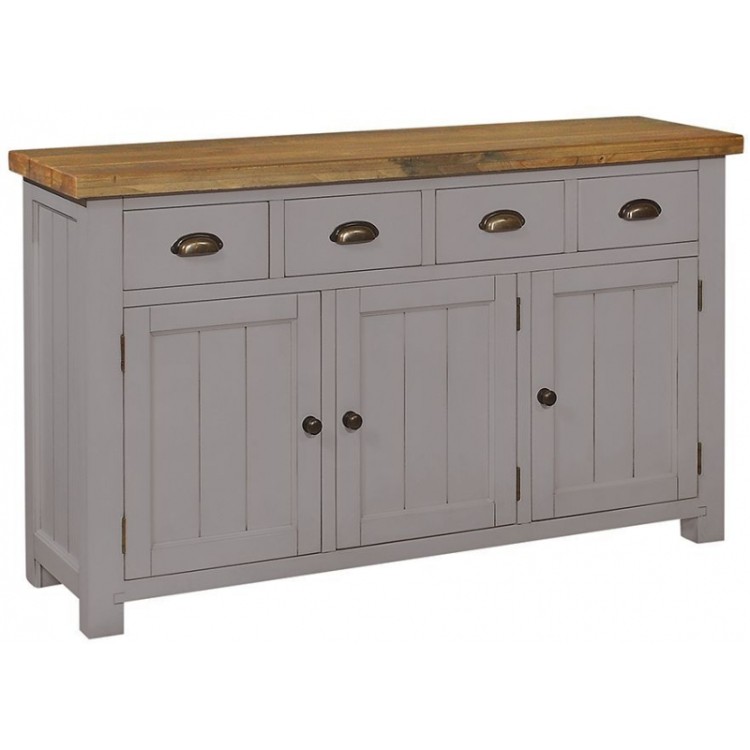 Fairford Grey Painted Furniture 4 Drawer 3 Door Sideboard