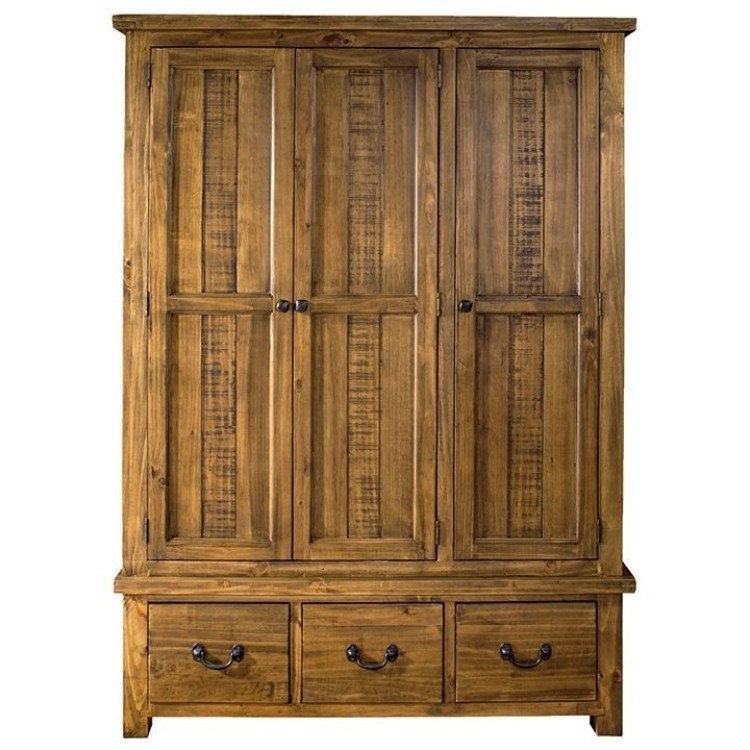 Fairford Rustic Furniture 3 Drawer Triple Wardrobe