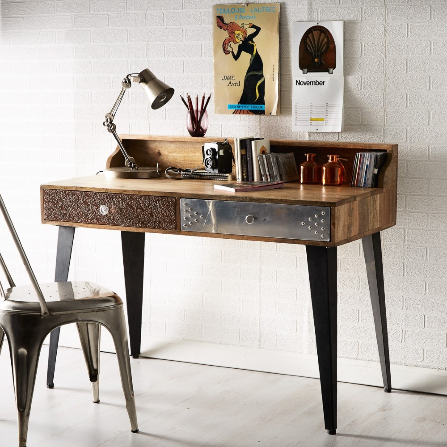 Sorio Reclaimed Console Table Writing Desk Oak Furniture House