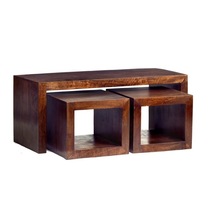 Toko Dark Mango Furniture John Long Cubed Coffee Table Set Toko Dark Mango Furniture John Long Cubed Coffee Table Set