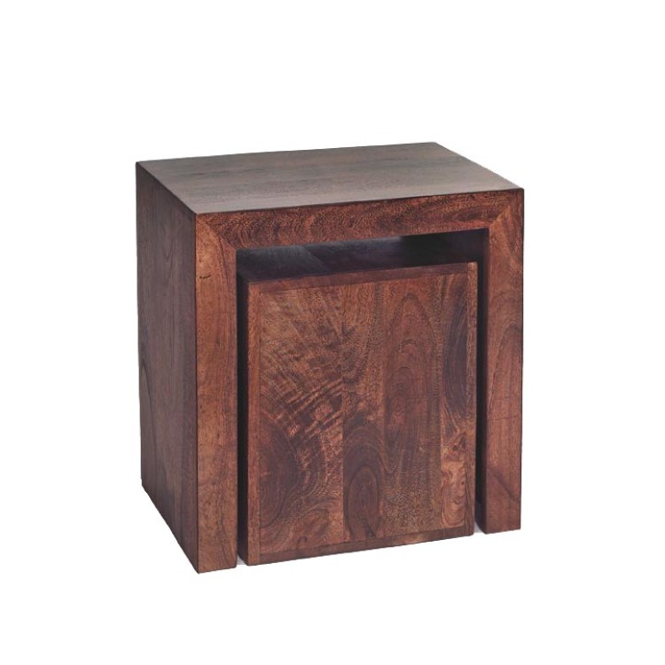 Toko Dark Mango Furniture Cubed Nest of Tables