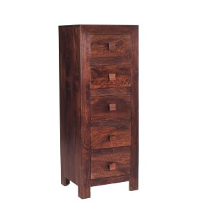 Toko Dark Mango Furniture 5 Drawer Tall Boy Chest Toko Dark Mango Furniture 5 Drawer Tall Boy Chest