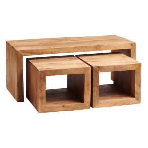 Toko Light Mango Furniture John Long Cubed Coffee Table Set