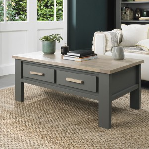 Bentley Designs Oakham Grey & Scandi Oak 2 Drawer Coffee Table Bentley Designs Oakham Grey & Scandi Oak 2 Drawer Coffee Table